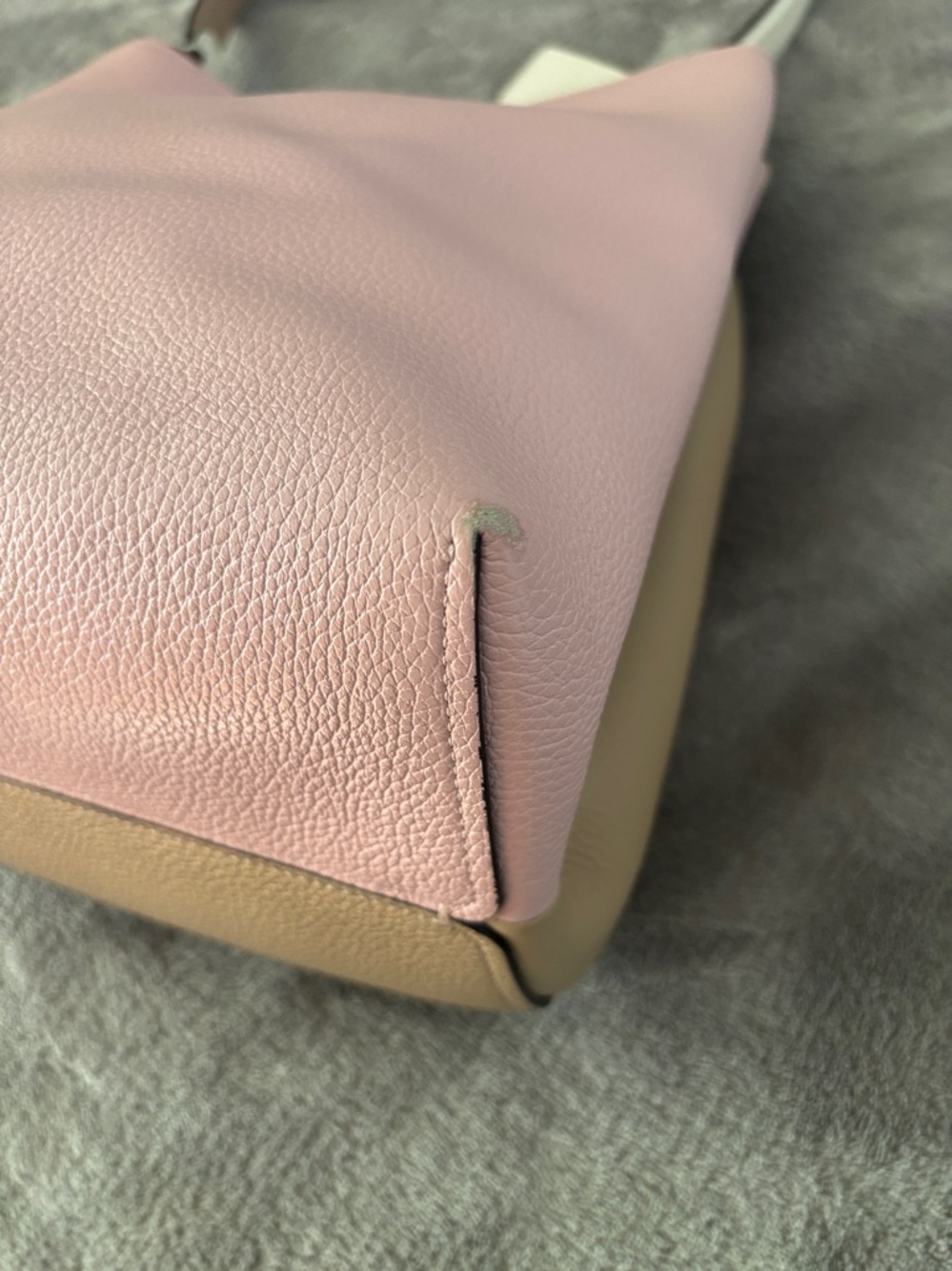 Women's Pink Leather Shoulder Bag - Structured Tote - Picture 10 of 16